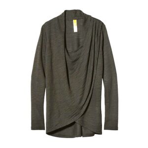 Lucy Uplifting Cowl Neck Knit Cotton Slub Crossover Tunic Wrap Top